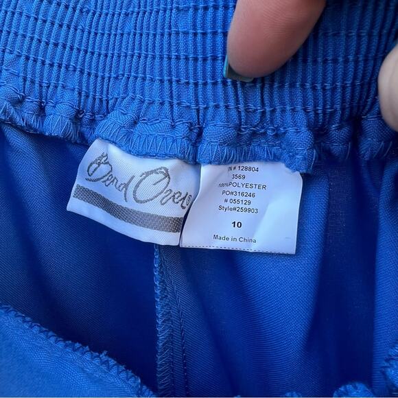 Vintage 80s 90s cornflower blue bend over elastic waist Grandma pants - Picture 4 of 4